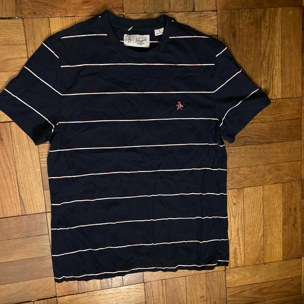 An Original 🐧 Penguin navy striped tee shirt Med